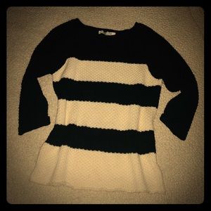 F21 Striped rolled hem tack sleeve sweater Sz S